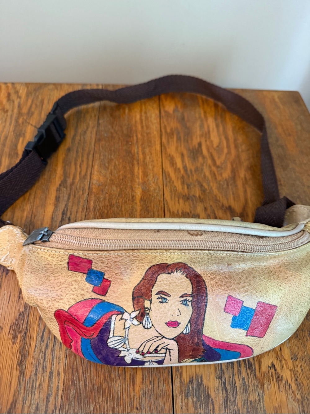 Vintage 80s Emily Ann of Boca Belt Bag Raton glam Lady in hat Waist Fanny Pack